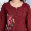 Maroon Pintex Premium Cotton Kurti Dupatta Set