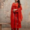 Rust Premium Cotton Kurti Dupatta Set