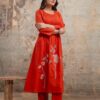 Rust Premium Cotton Kurti Dupatta Set