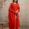 Rust Premium Cotton Kurti Dupatta Set