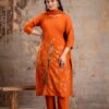 Rust Parrot Premium Cotton Kurti Dupatta Set
