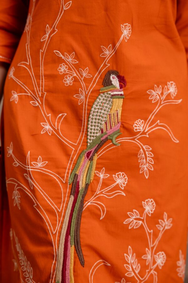 Rust Parrot Premium Cotton Kurti Dupatta Set