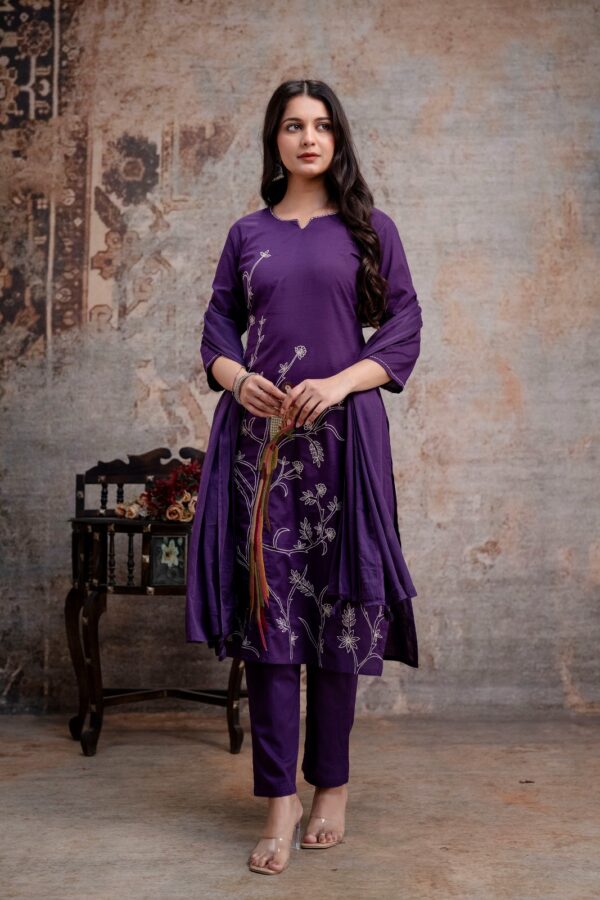 Purple Parrot Premium Cotton Kurti Dupatta Set