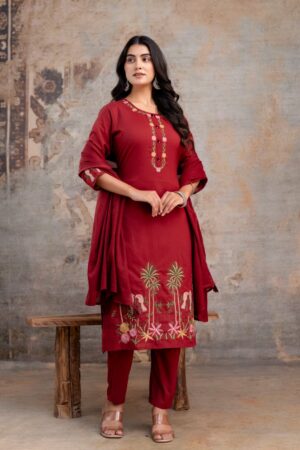 Purple Parrot Premium Cotton Kurti Dupatta Set