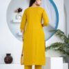 Mustard Yellow Floral Embroidered Straight Kurti Dupatta Set