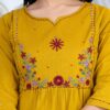 Mustard Yellow Floral Embroidered Straight Kurti Dupatta Set
