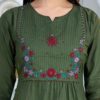 Olive Green Floral Embroidered Straight Kurti Dupatta Set